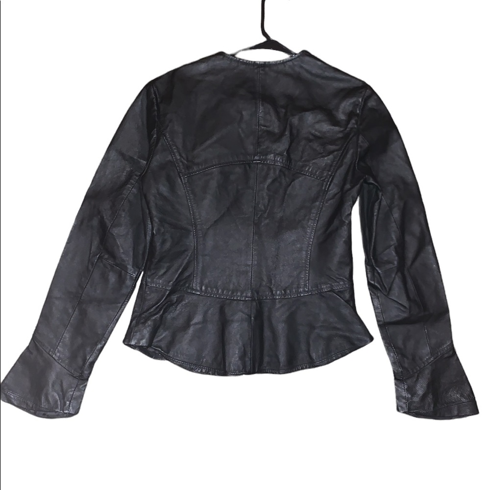 Women black leather jacket
